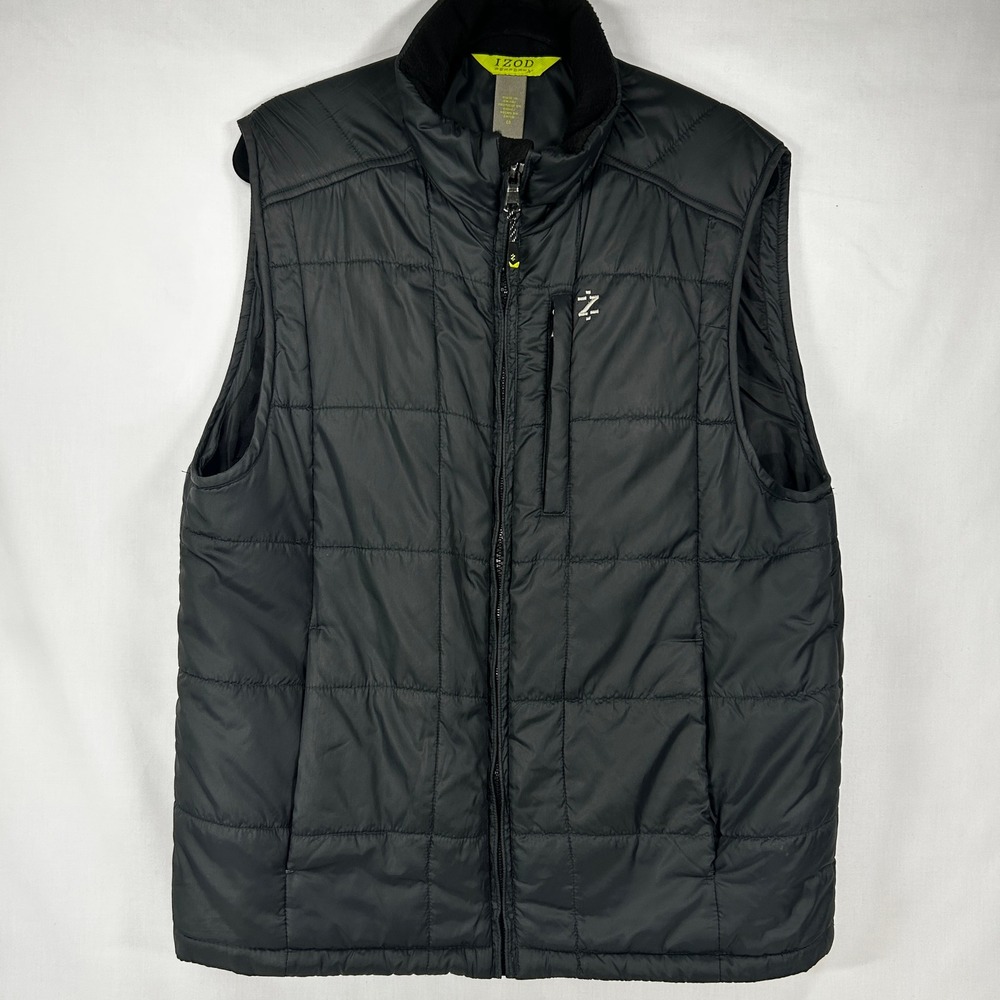IZOD Performance Black Quilted Puffer Vest M Mens